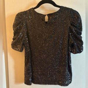 Black Sequin Blouse short Sleeves